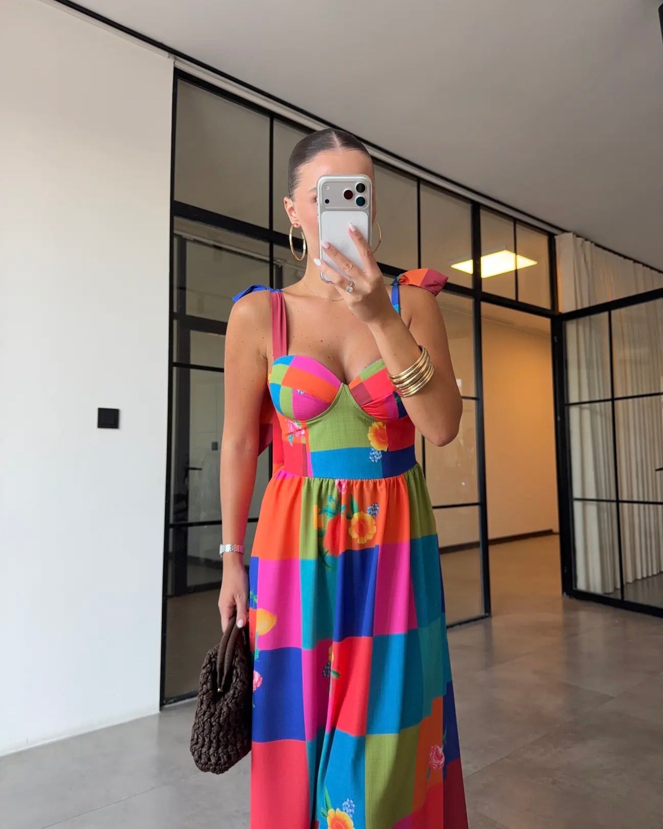 Colorful floral print maxi dress