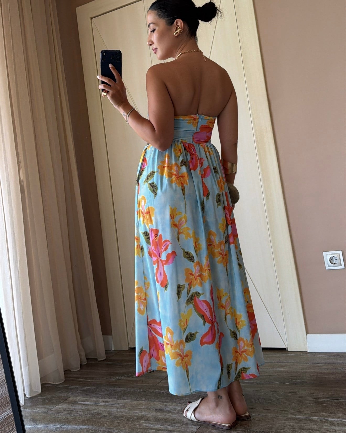 Blue floral patterned chipo dress
