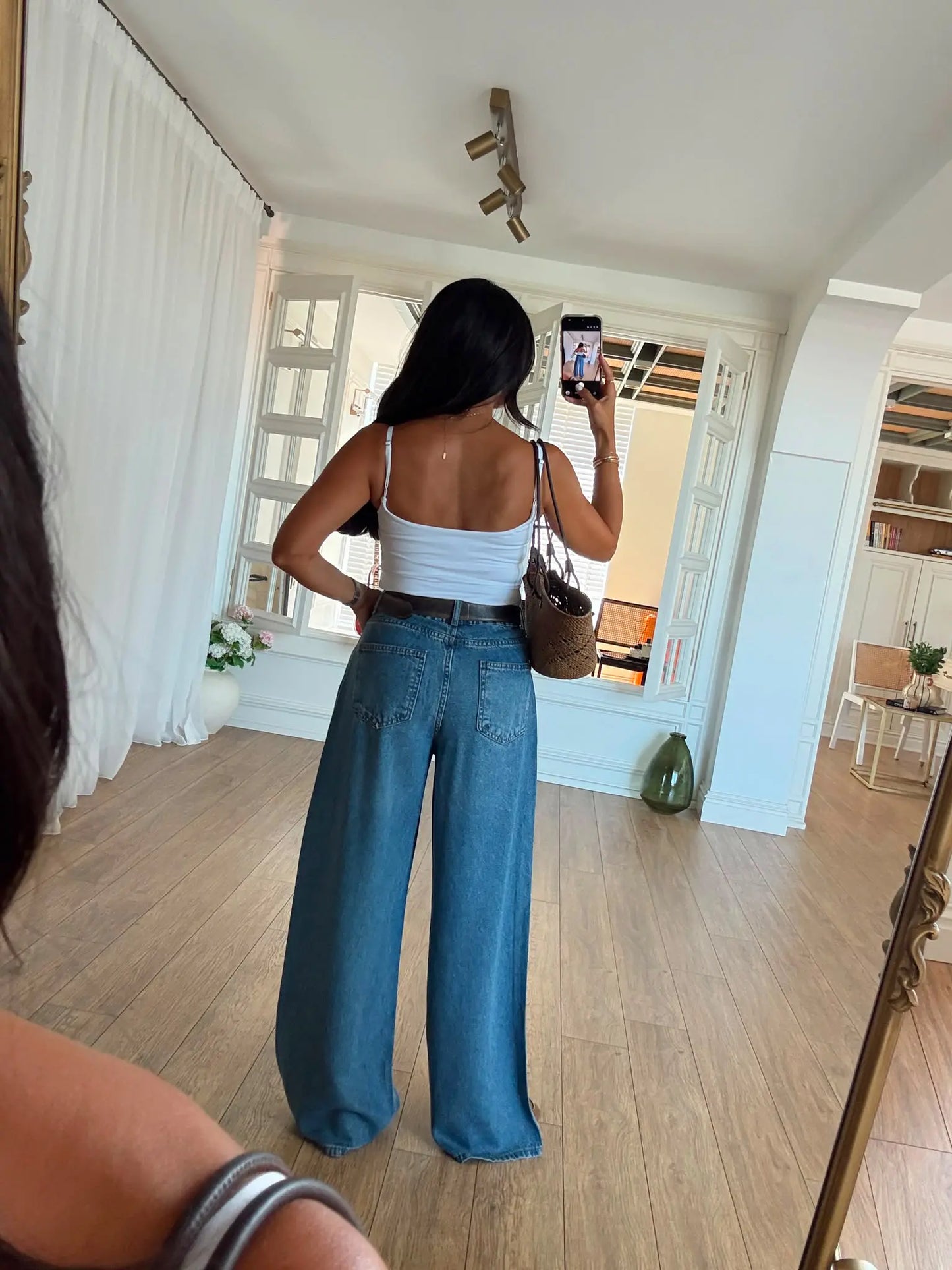 Ruby elastic back waist wide leg flowy trousers