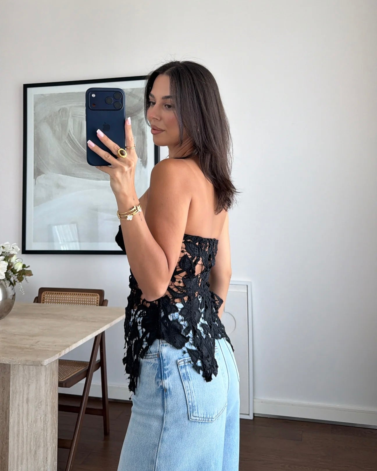 Strapless corset with lace details