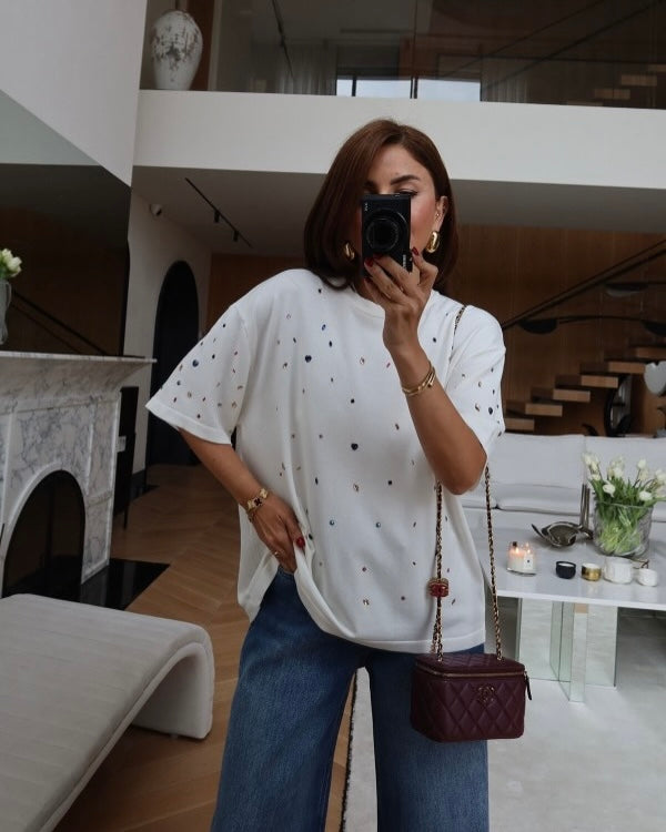 T-shirts with rhinestone details