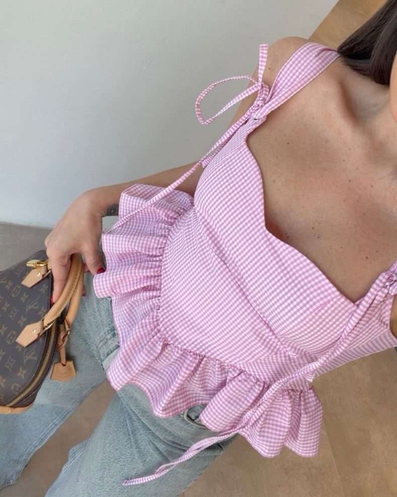 Pink cowslip bustier