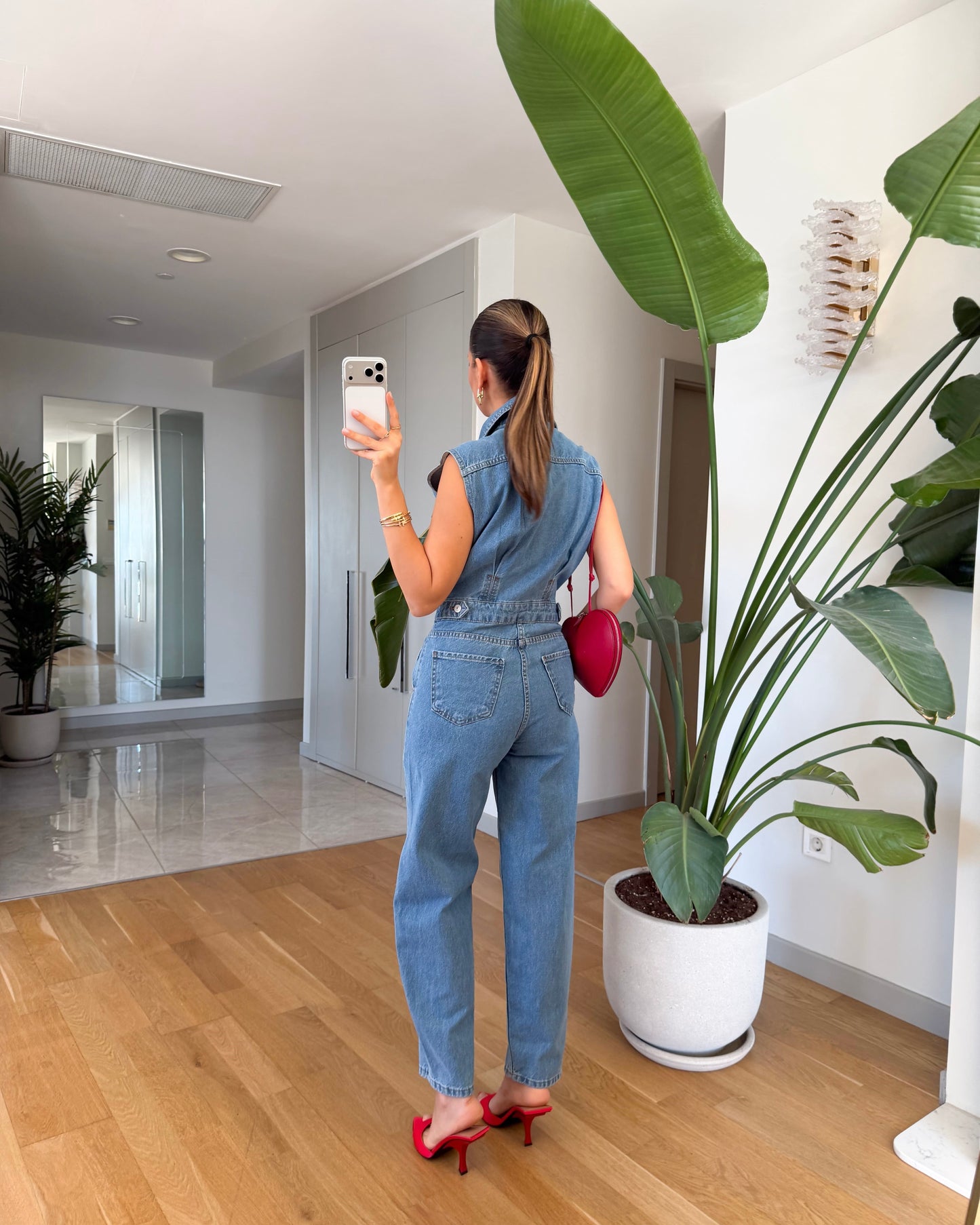 Callie pens detailed denim jumpsuit