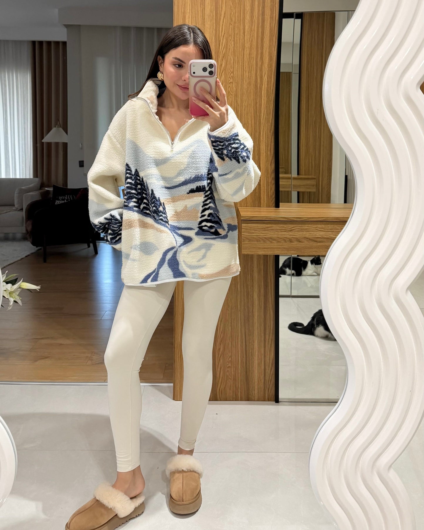 Presy white teddy sweater