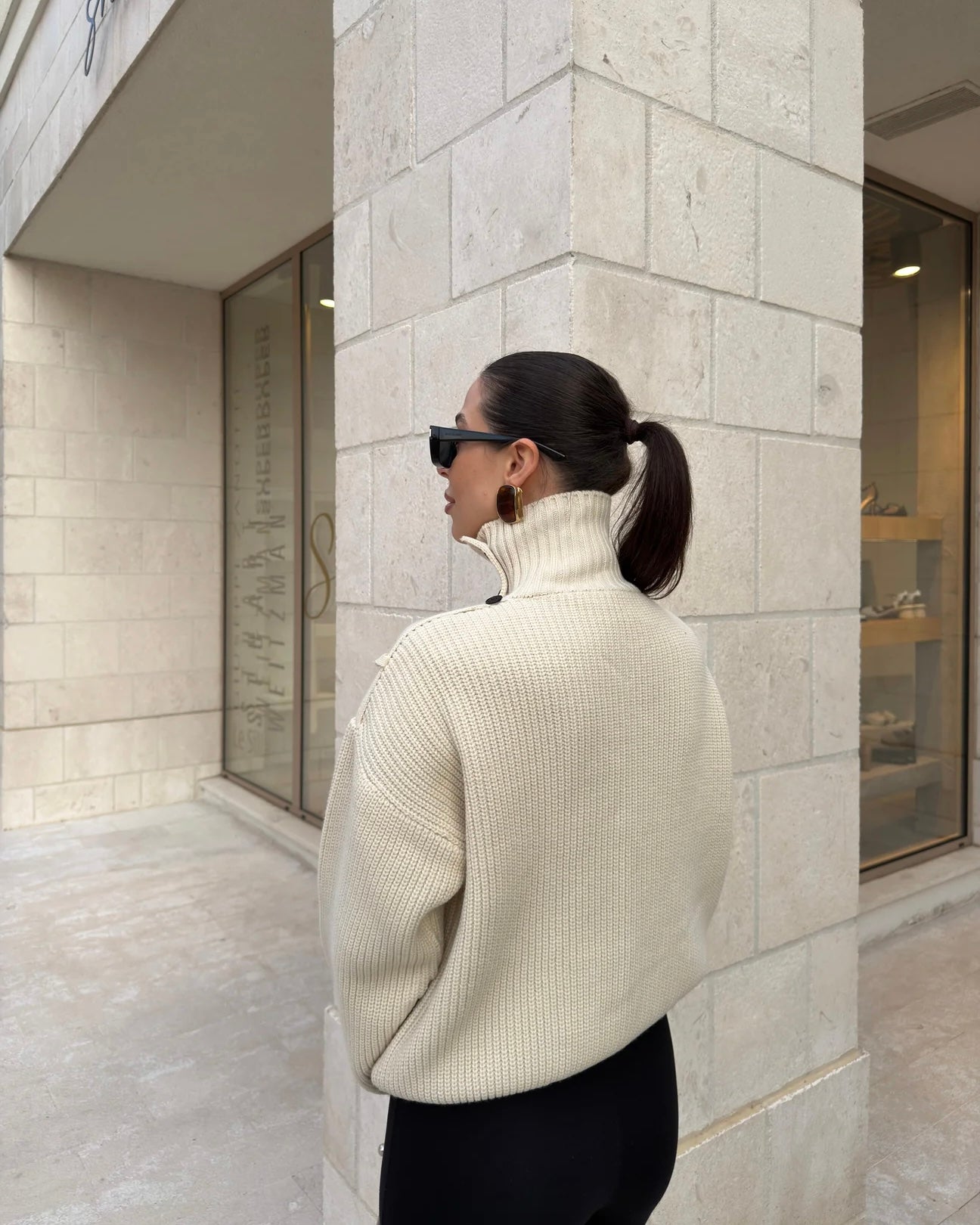 STAND-UP COLLAR KNITWEAR CARDIGAN