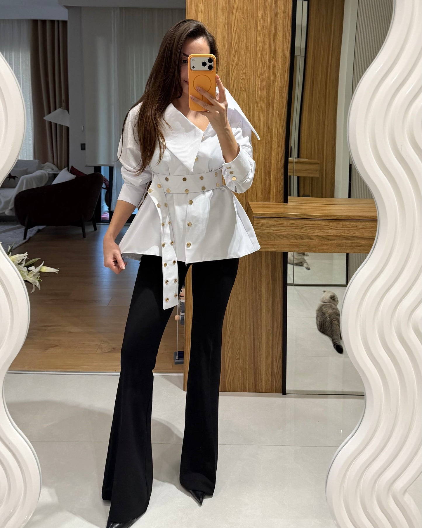 Fontue white studded designer shirt