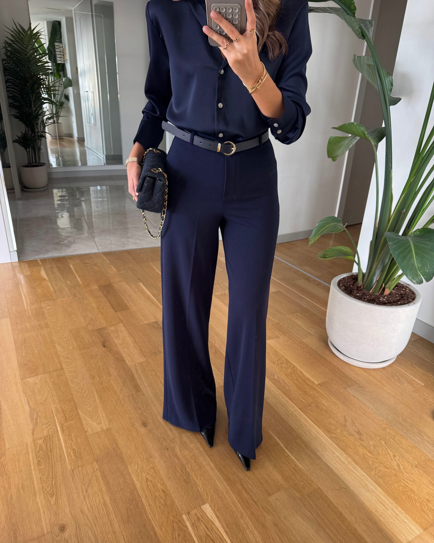 Moss high waist belted trousers