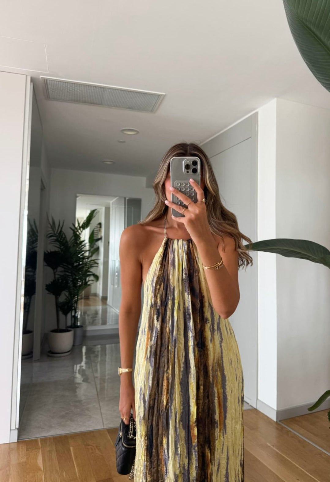 Tie dye pattern halter neck