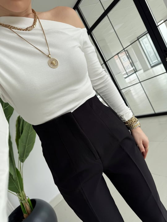 Darted carrot-fit trousers