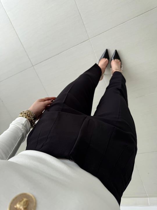 Darted carrot-fit trousers