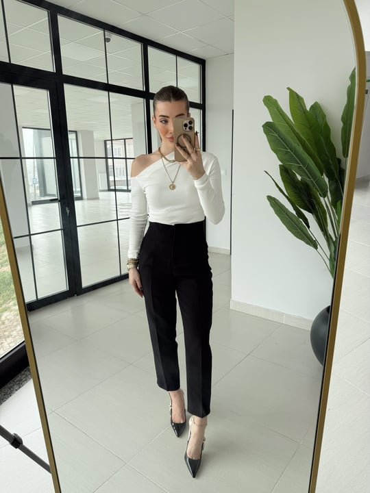 Darted carrot-fit trousers