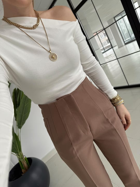 Darted carrot-fit trousers