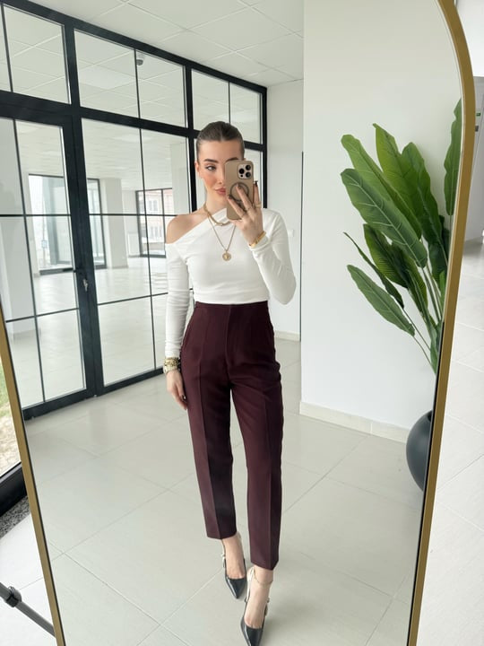 Darted carrot-fit trousers