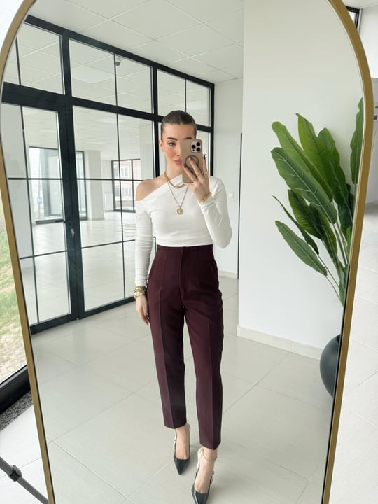 Darted carrot-fit trousers