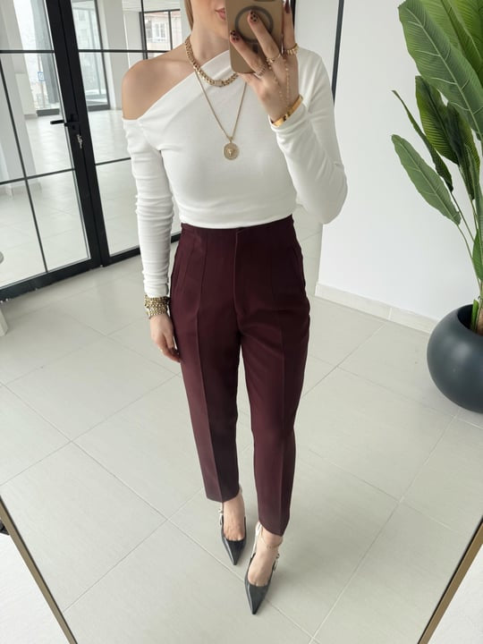 Darted carrot-fit trousers