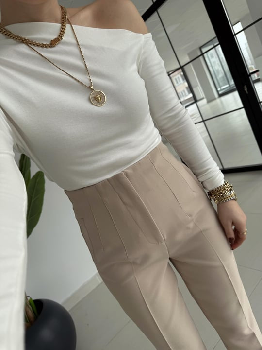 Darted carrot-fit trousers