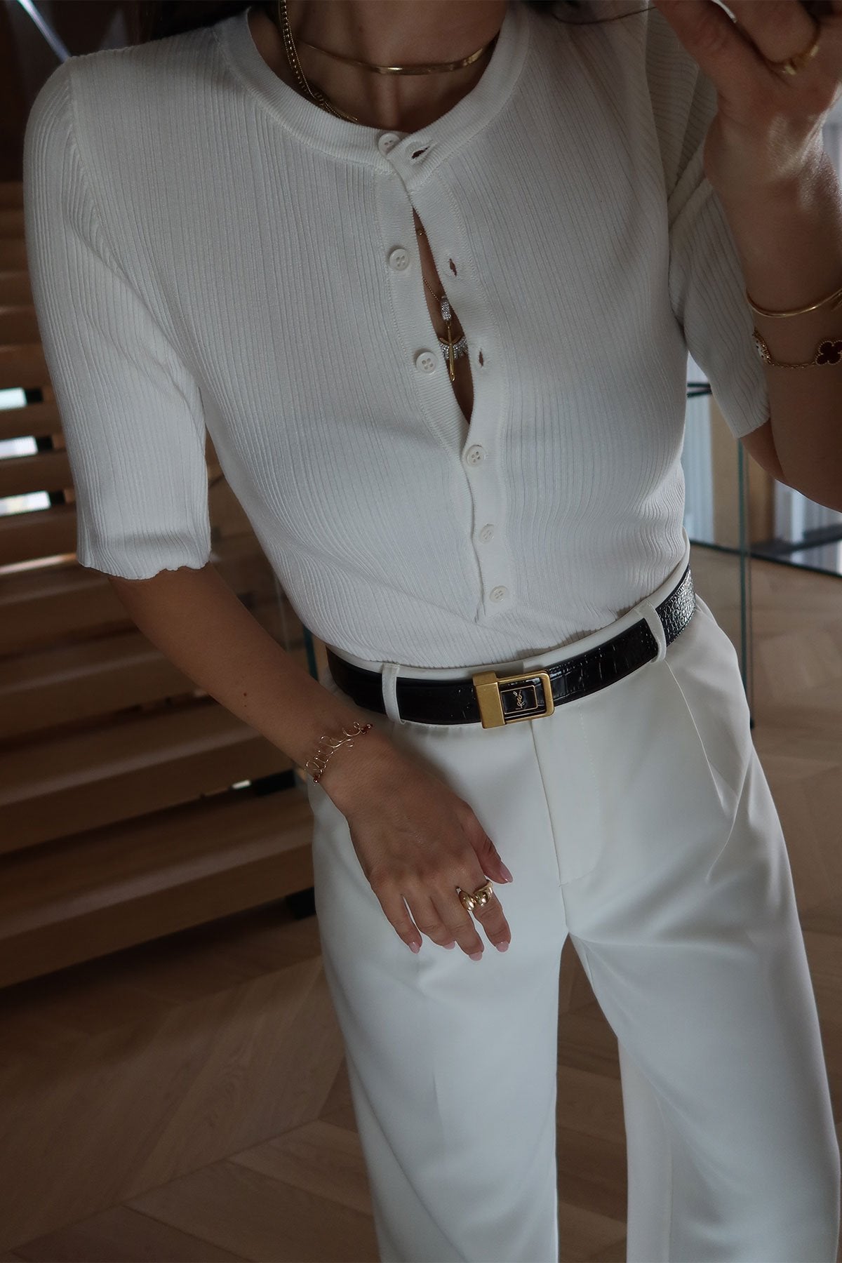 Chic basic button-detail top