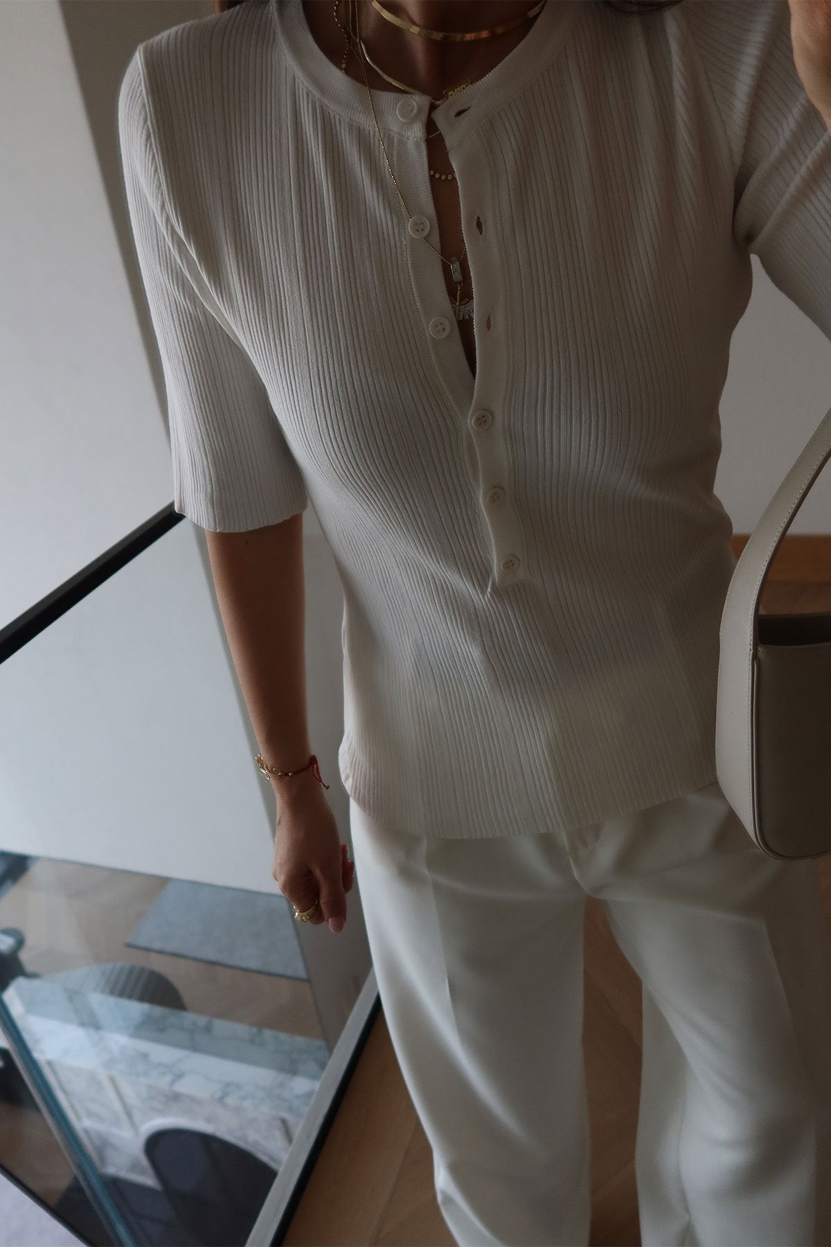Chic basic button-detail top