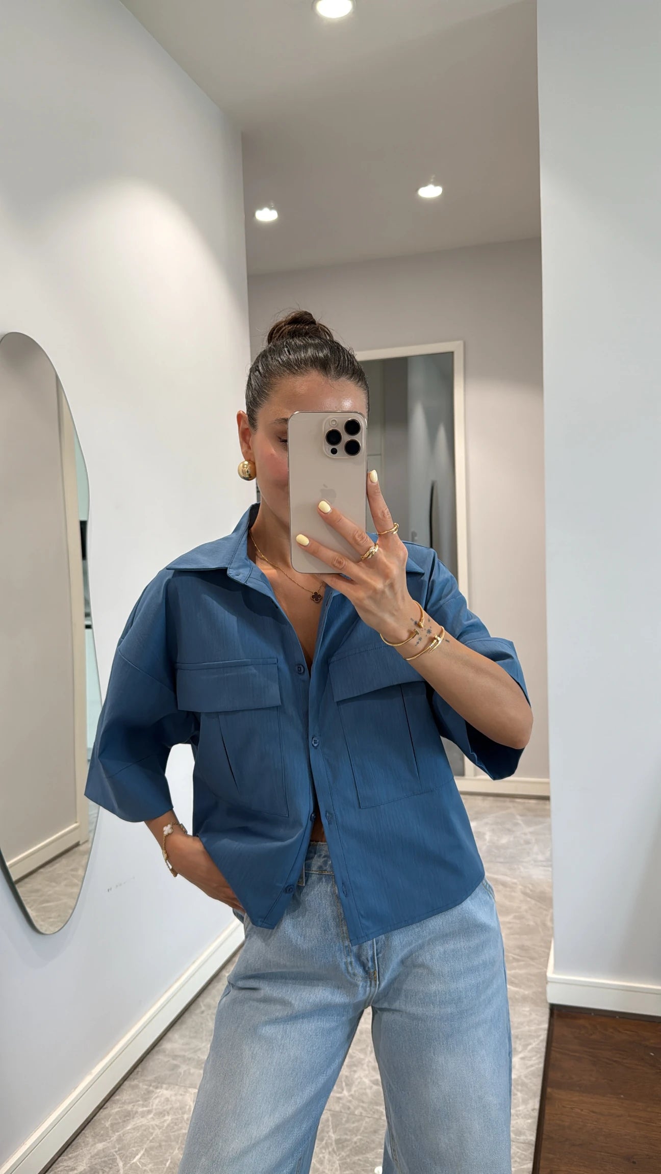 Oversized shirt with pocket details