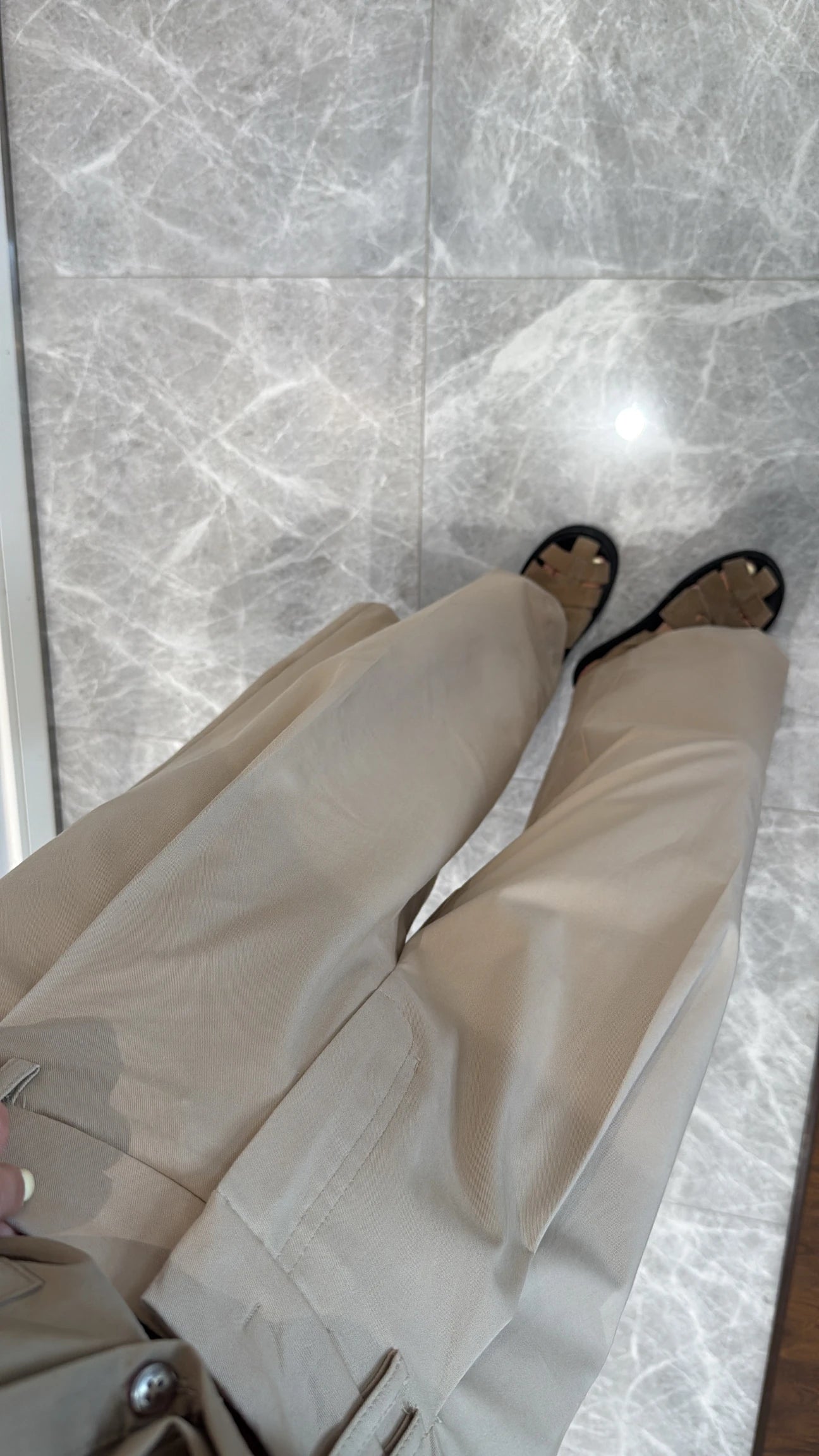 Wide leg beige trousers