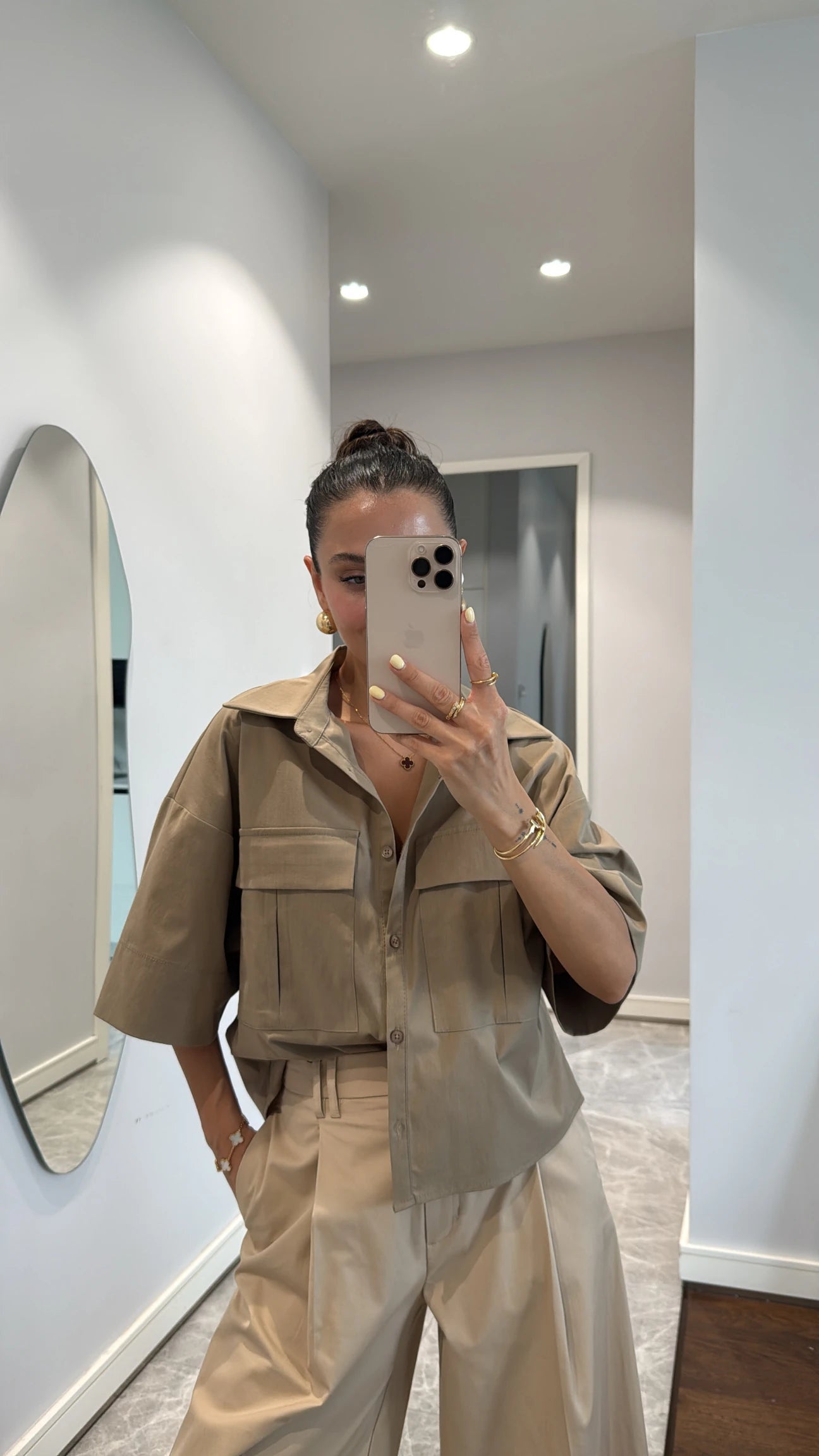 Oversized shirt with pocket details