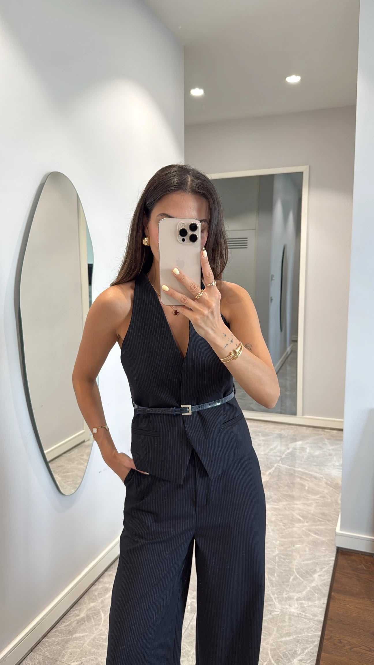 Belt detailed vest set