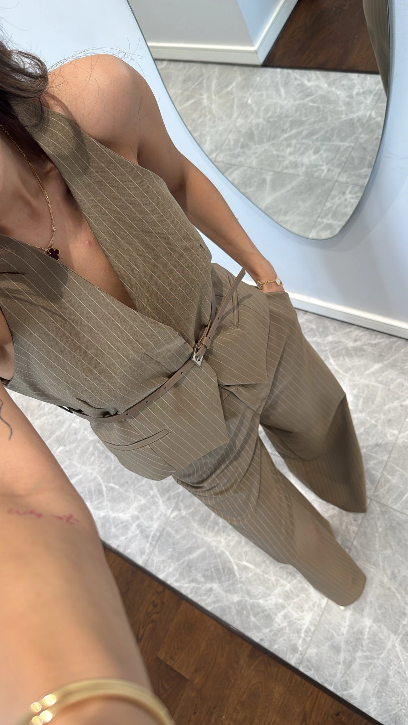 Belt detailed vest set