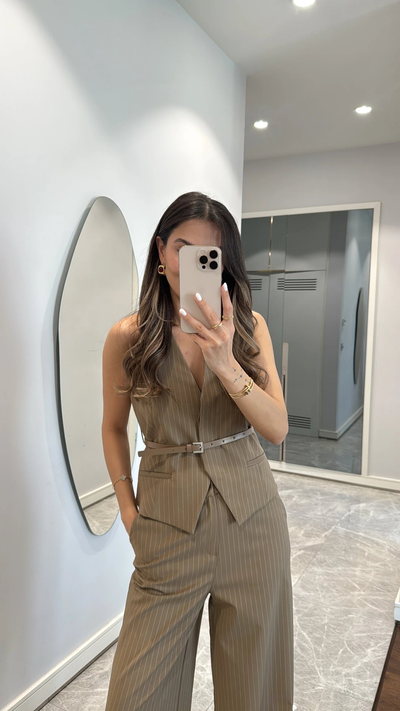 Belt detailed vest set