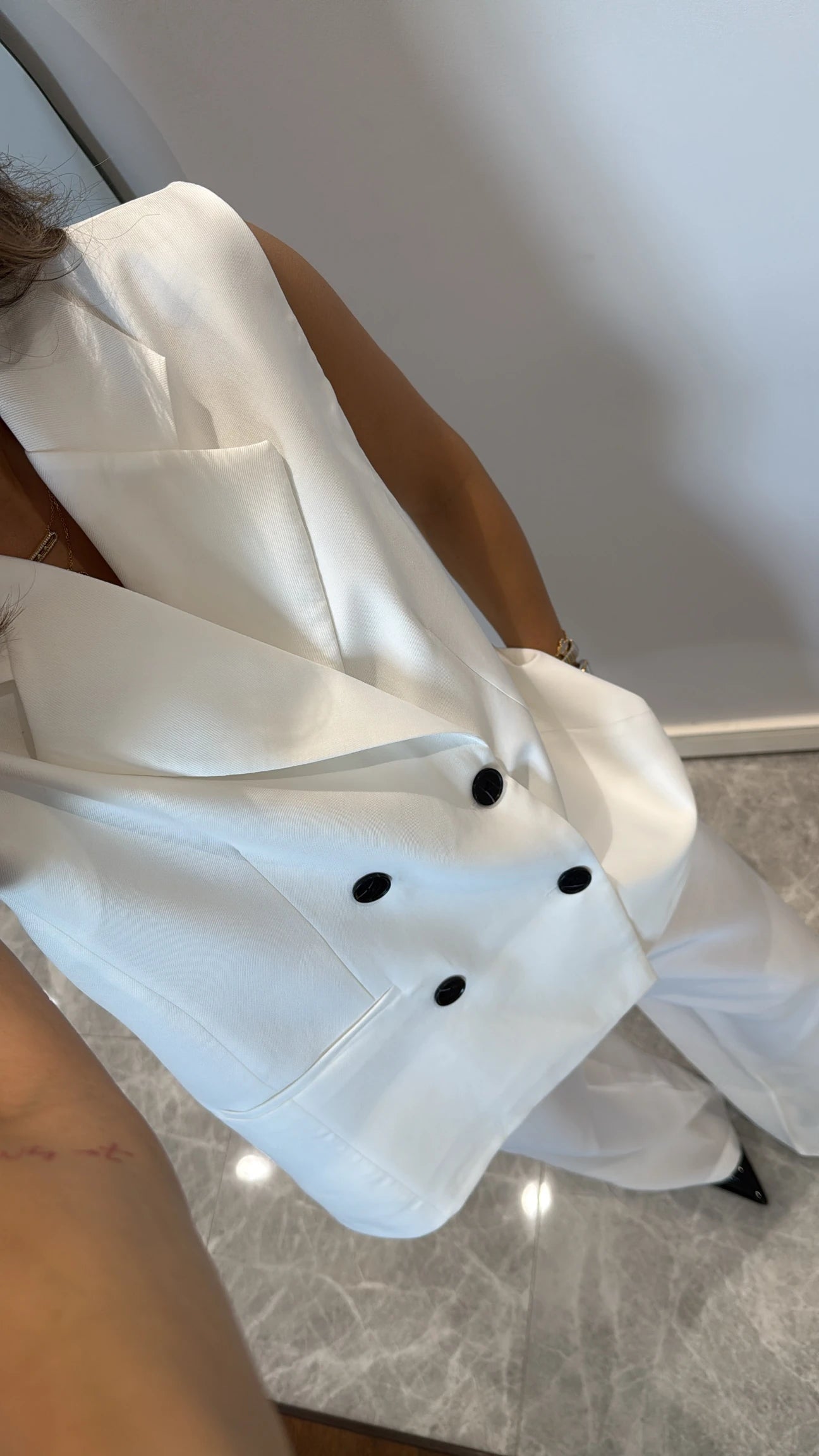 Button detailed vest pants set