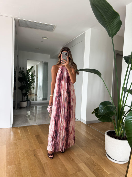 Tie dye pattern halter neck