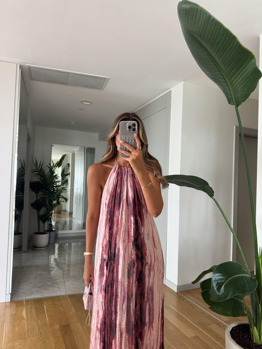 Tie dye pattern halter neck