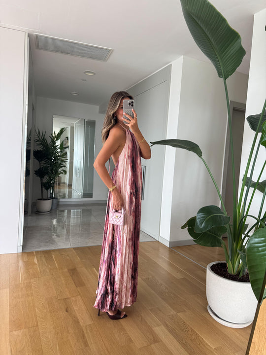 Tie dye pattern halter neck