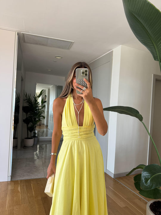 Bowli halter neck tie dress