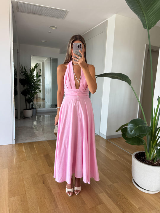 Bowli halter neck tie dress