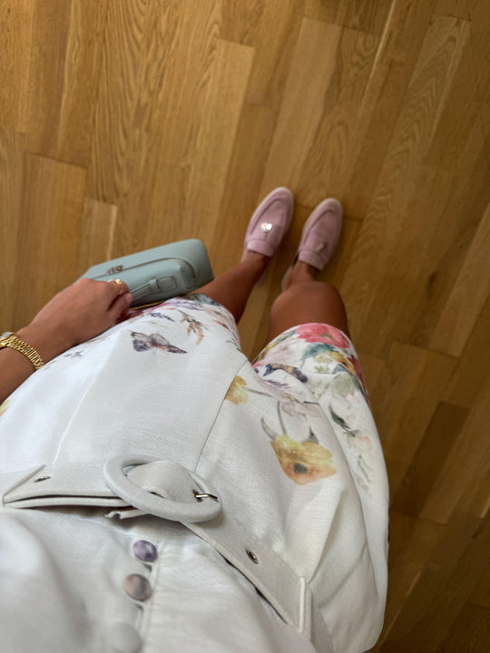 Belted floral romper