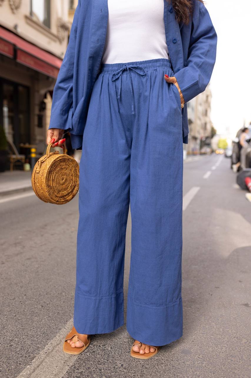 Single pocket detailed shirt trouser set