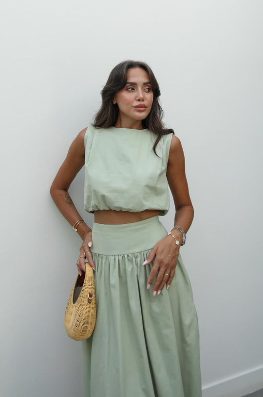 Elastic crop skirt set