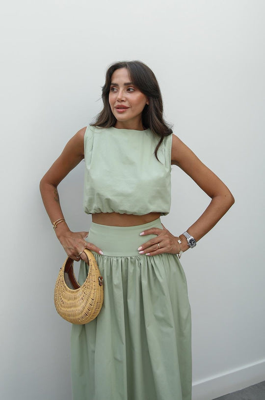 Elastic crop skirt set