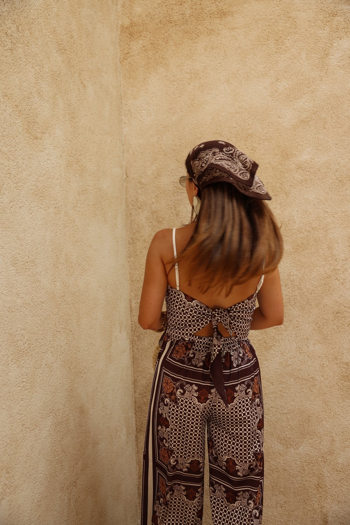 Patterned blouse and trouser set