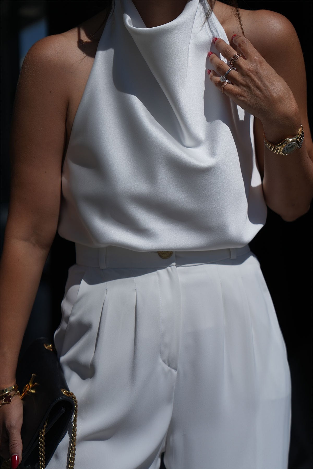 Backless satin blouse