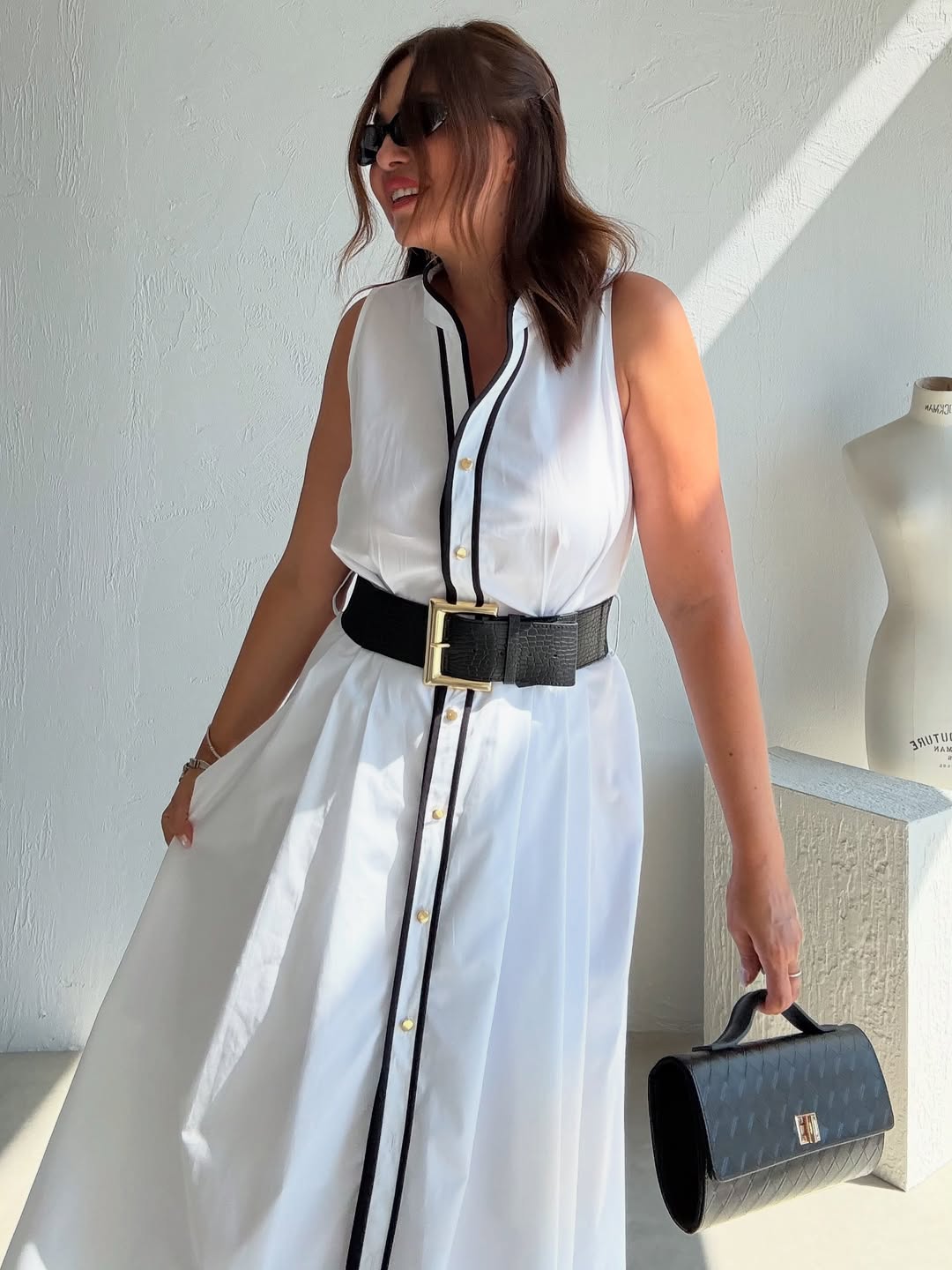 Belted shirt dress