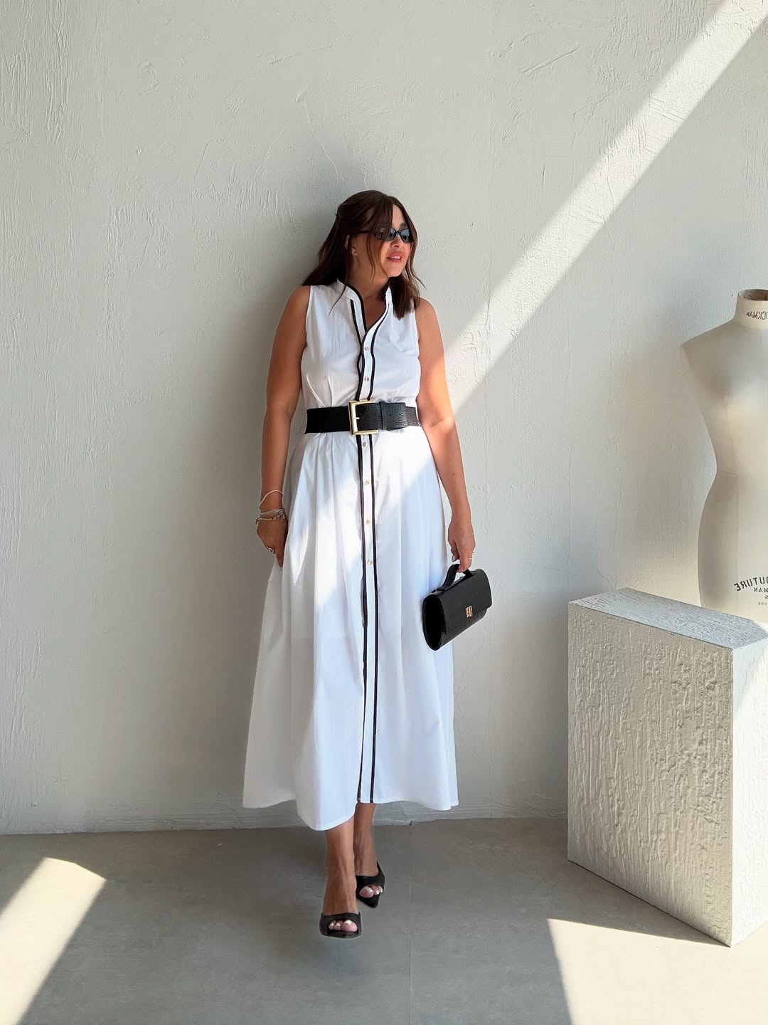 Belted shirt dress