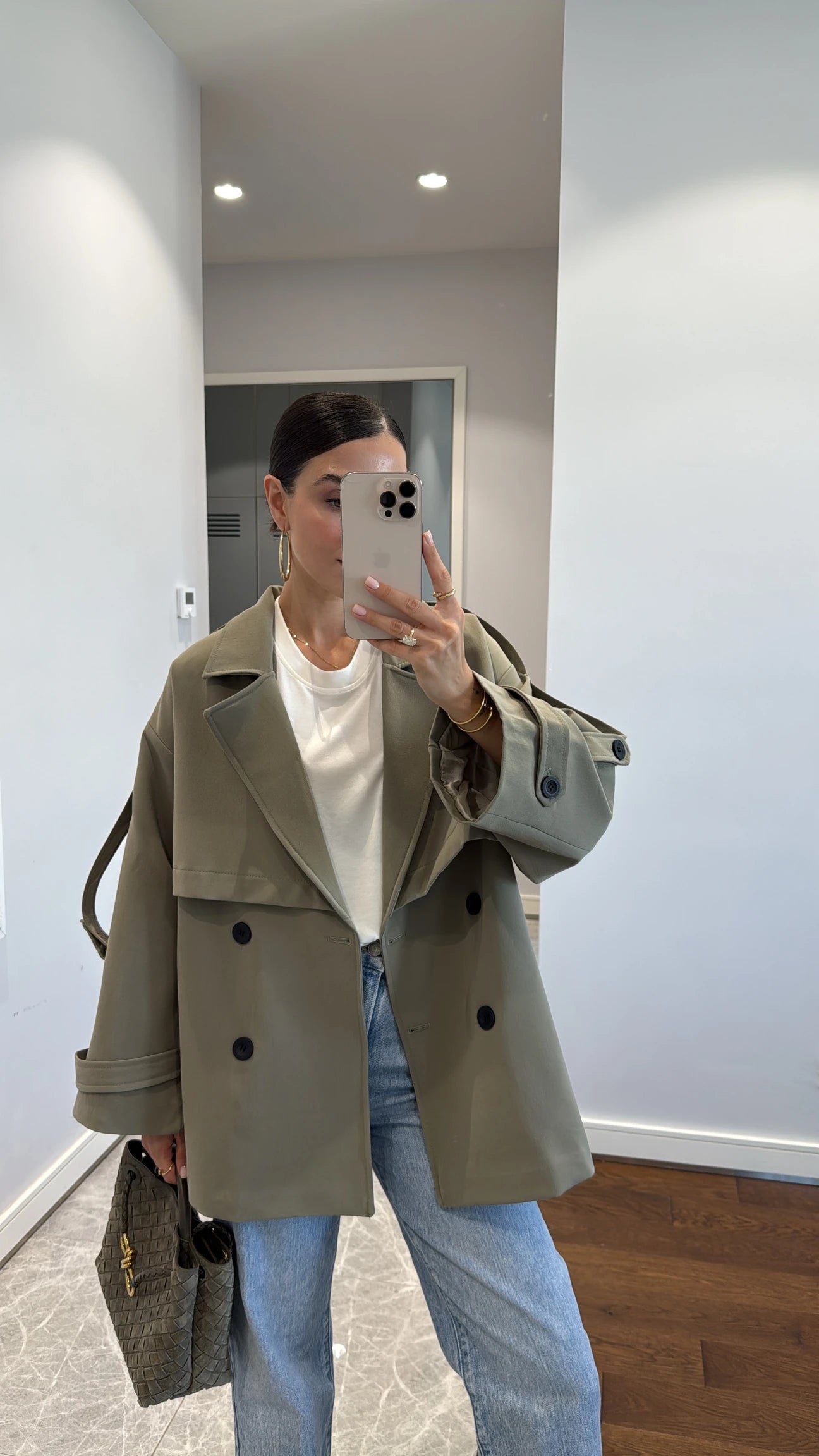 Oversized drop shoulder trench coat