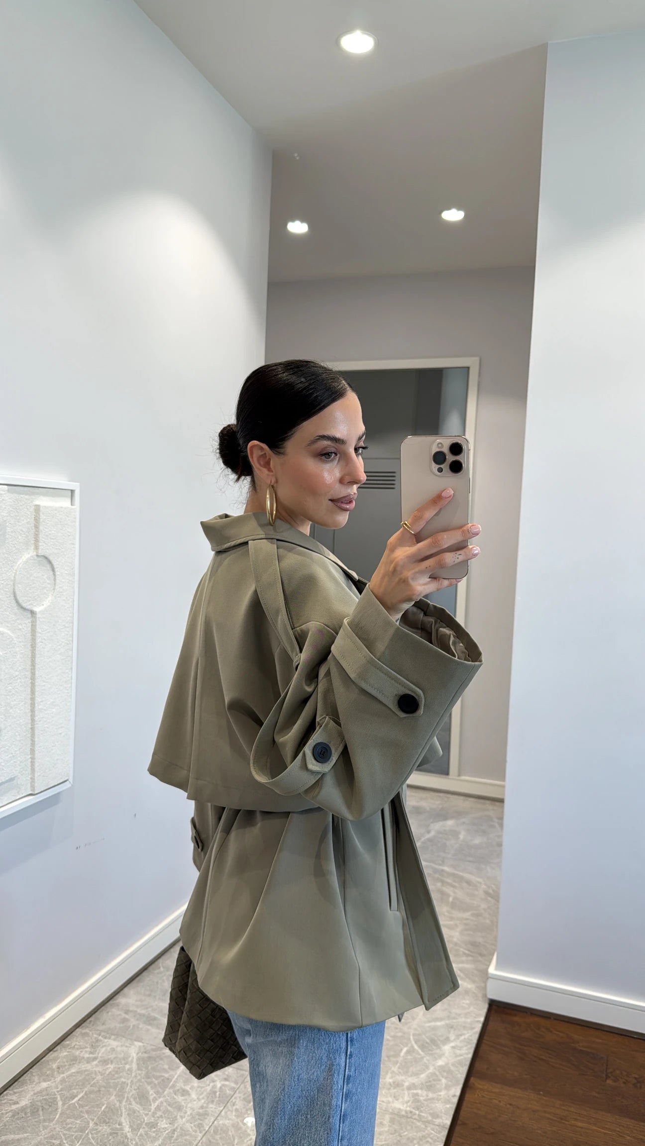 Oversized drop shoulder trench coat