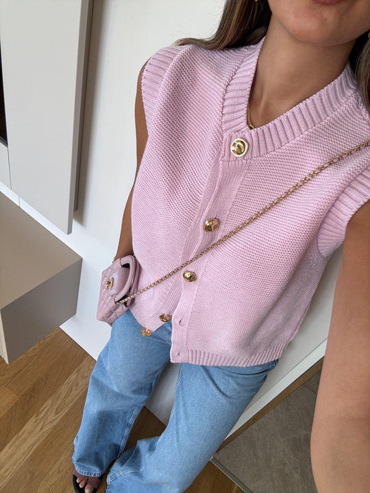 Gold buttoned knit vest
