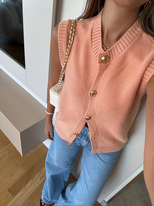 Gold buttoned knit vest