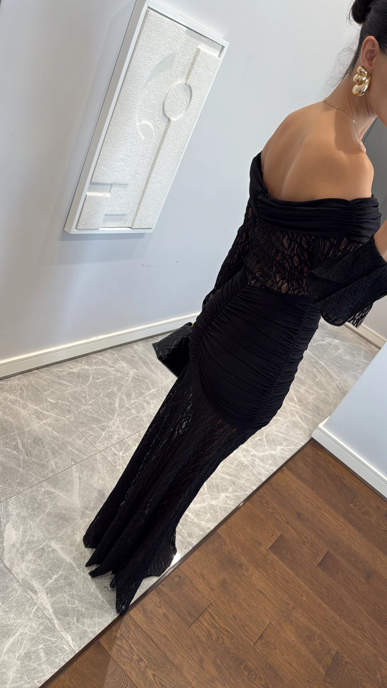 Madonna collar lace detailed dress