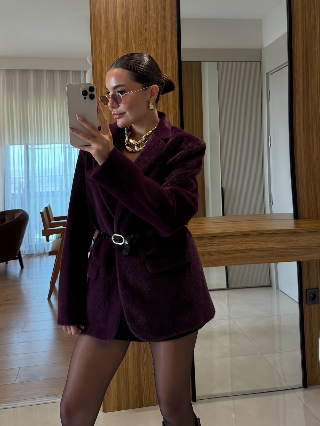 Aisha textured premium belted blazer