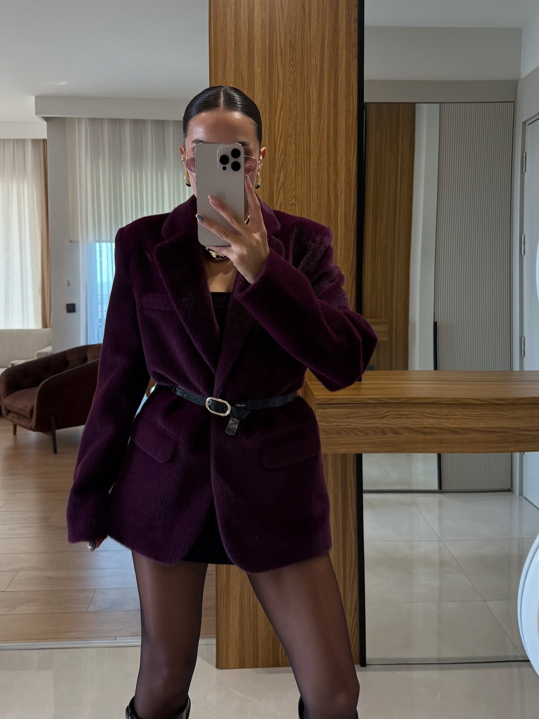 Aisha textured premium belted blazer
