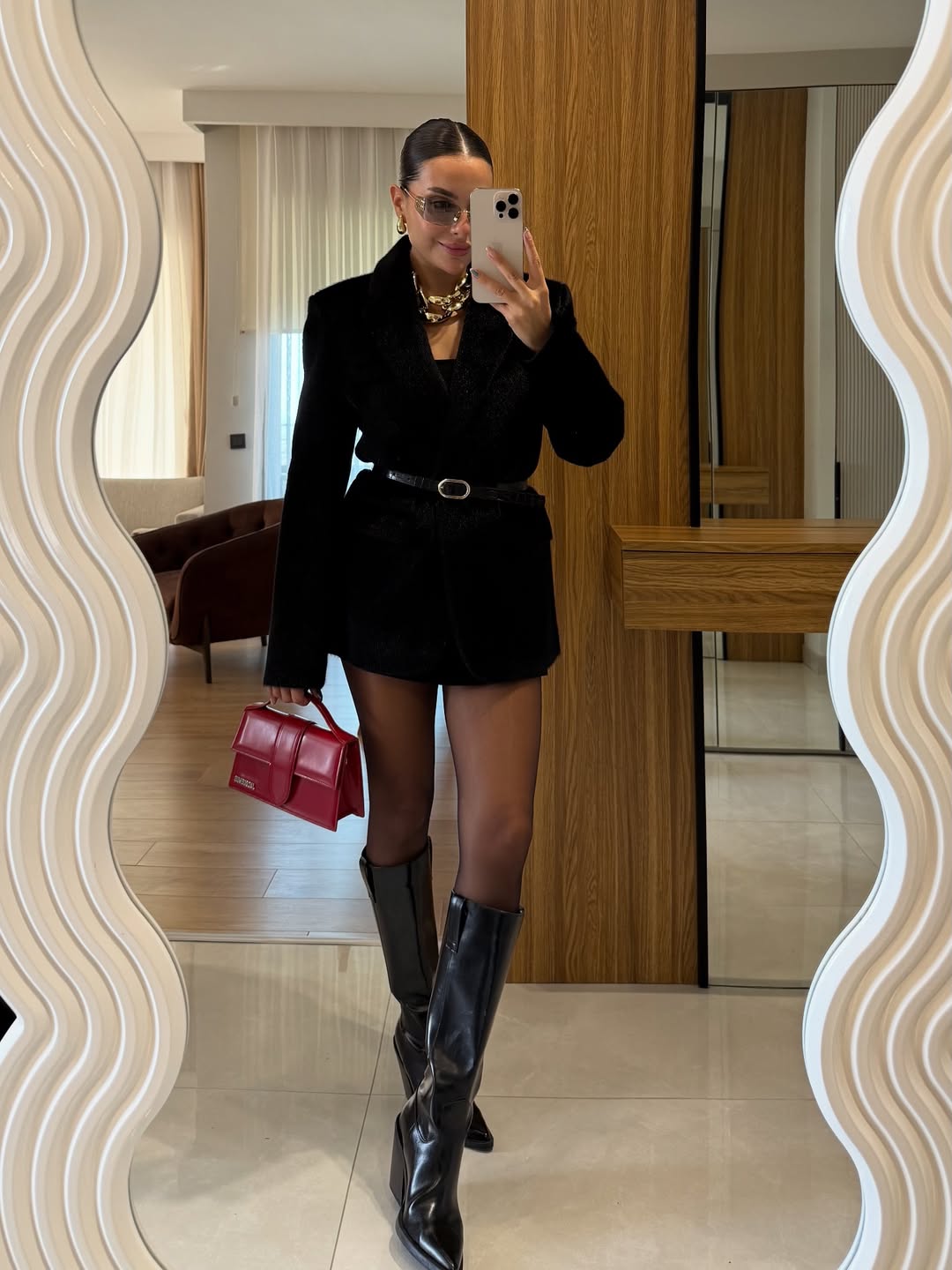 Aisha textured premium belted blazer